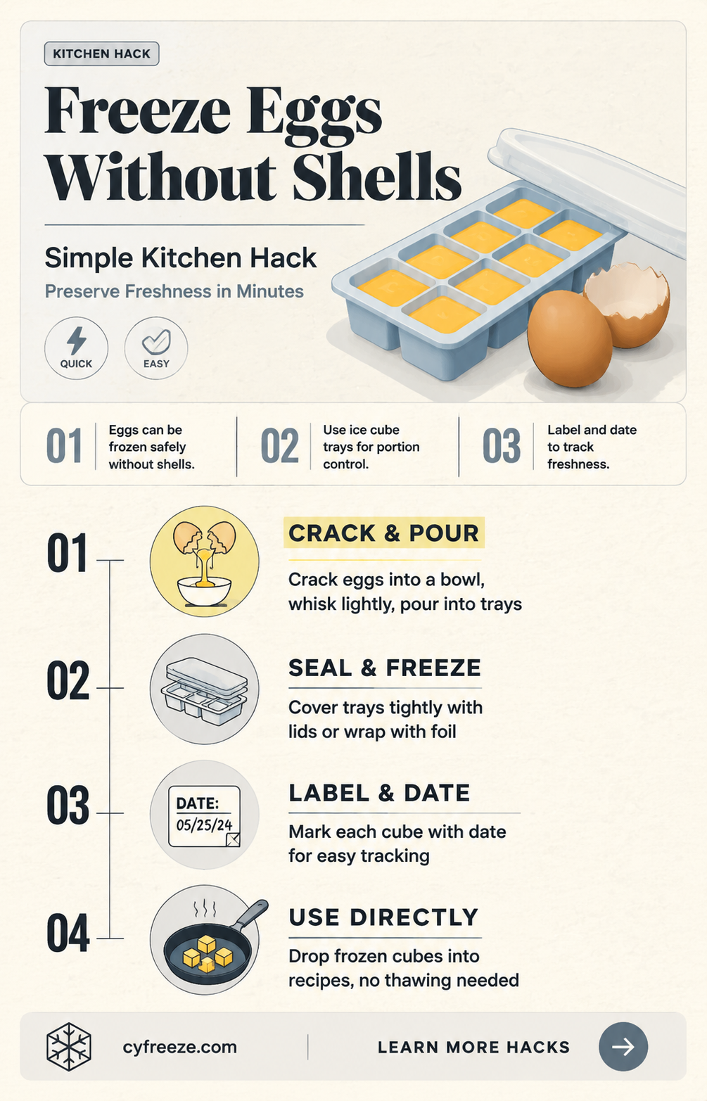 can you freeze eggs without shell