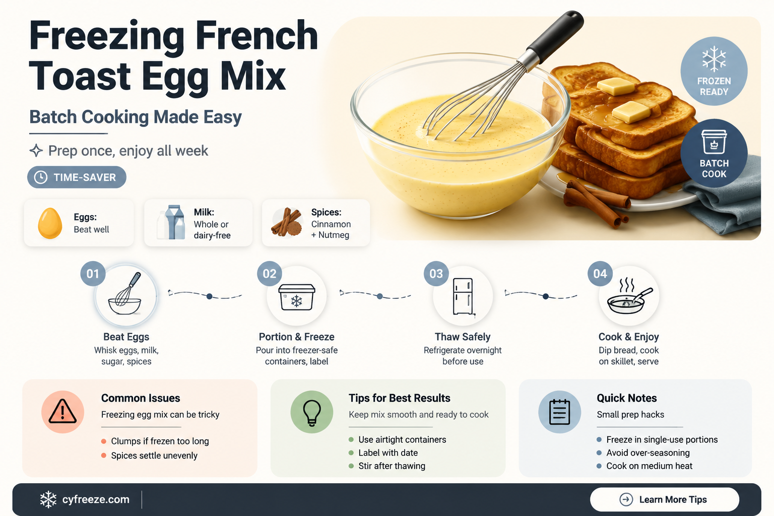 can you freeze french toast egg mixture