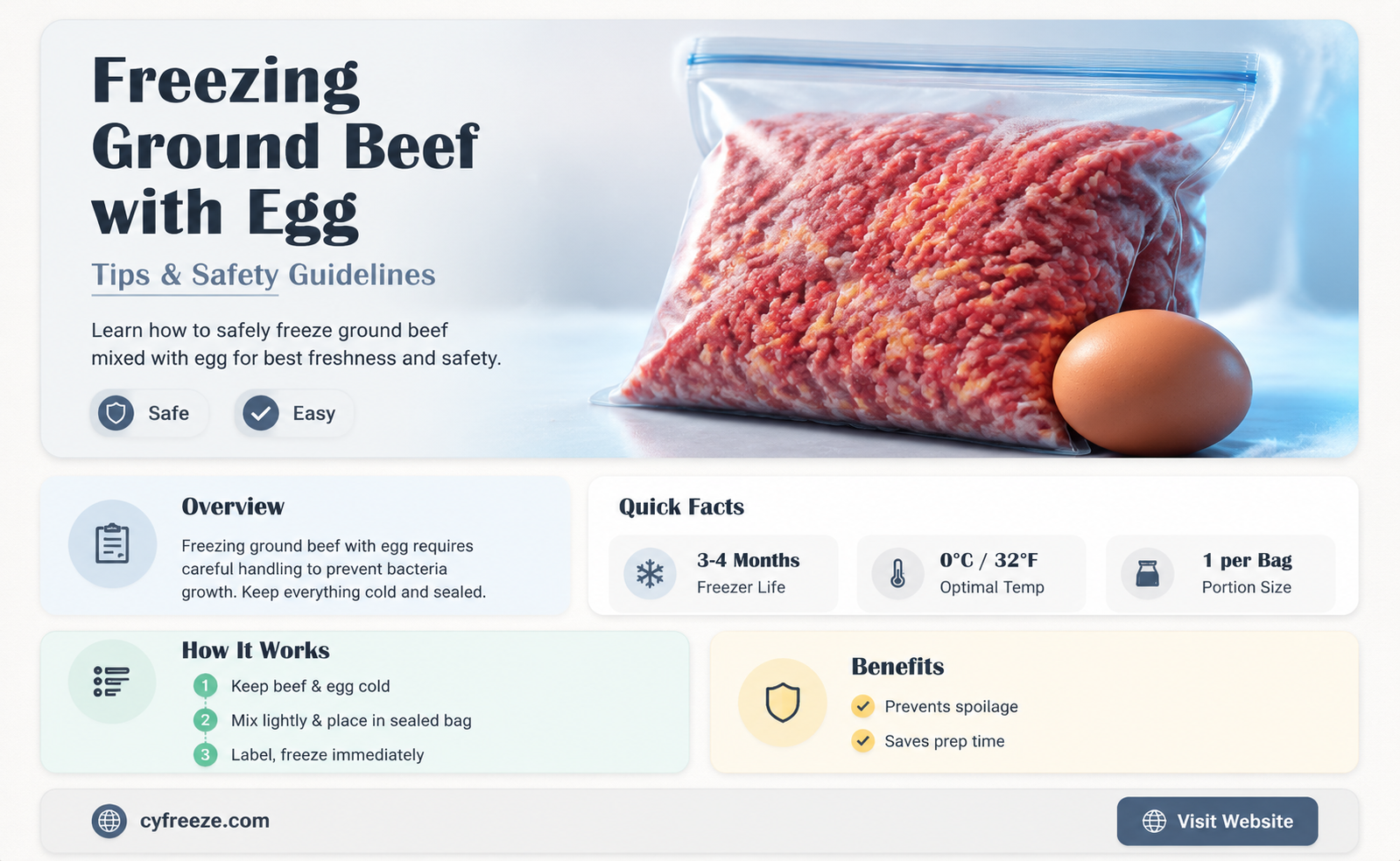 can you freeze ground beef with egg in it