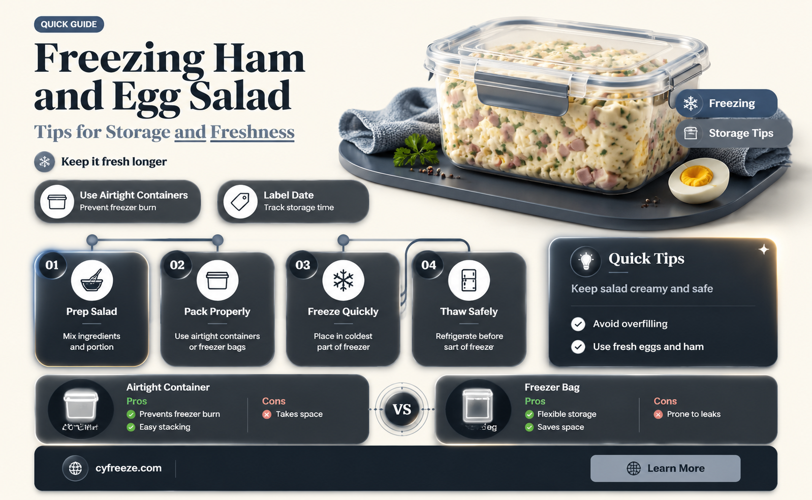 can you freeze ham and egg salad