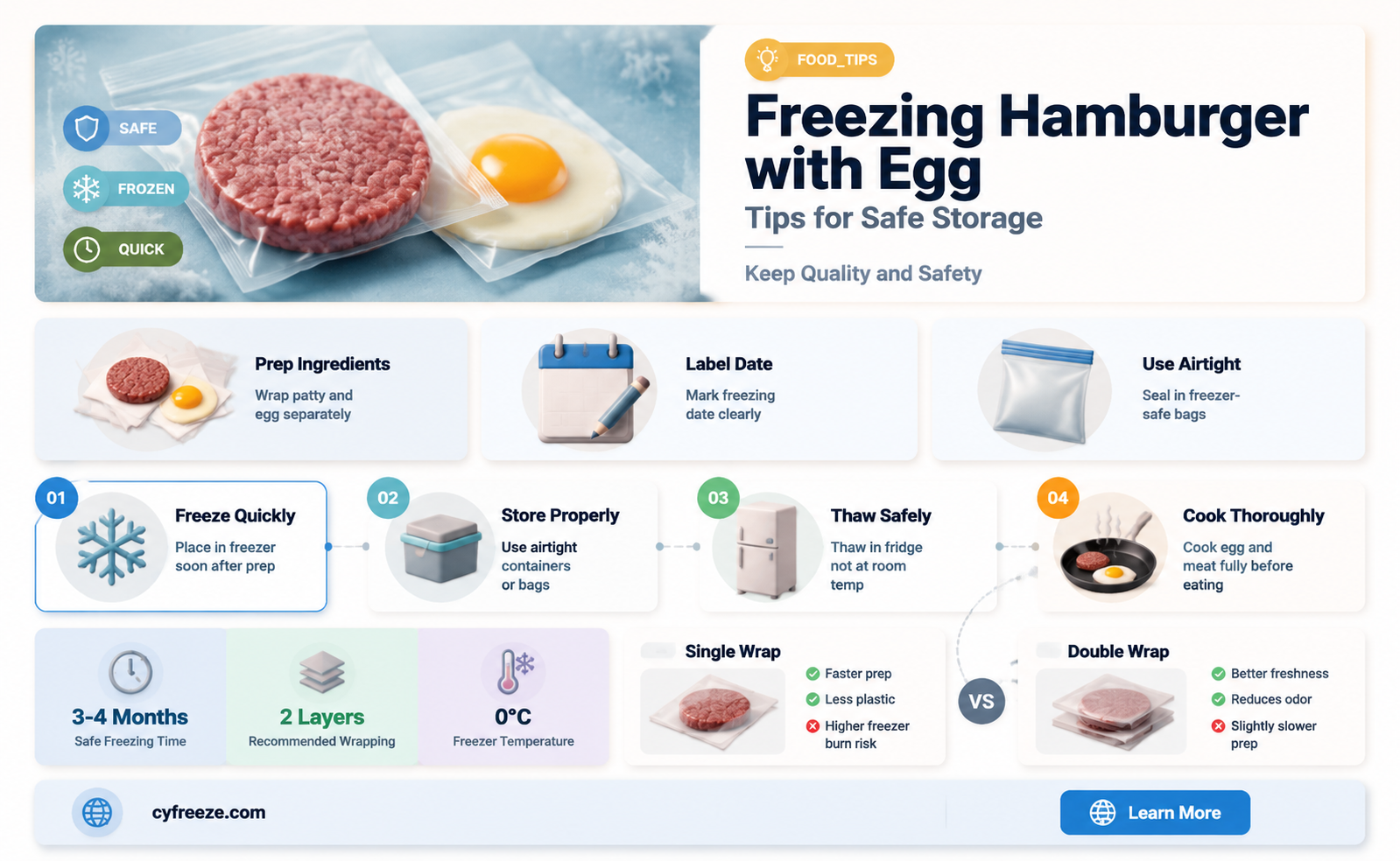can you freeze hamburger made with egg
