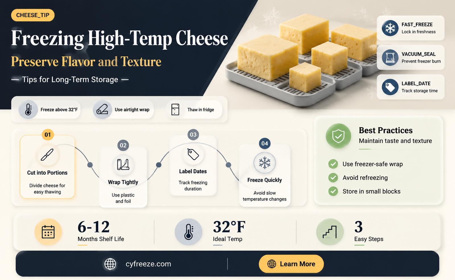 can you freeze high temperature cheese