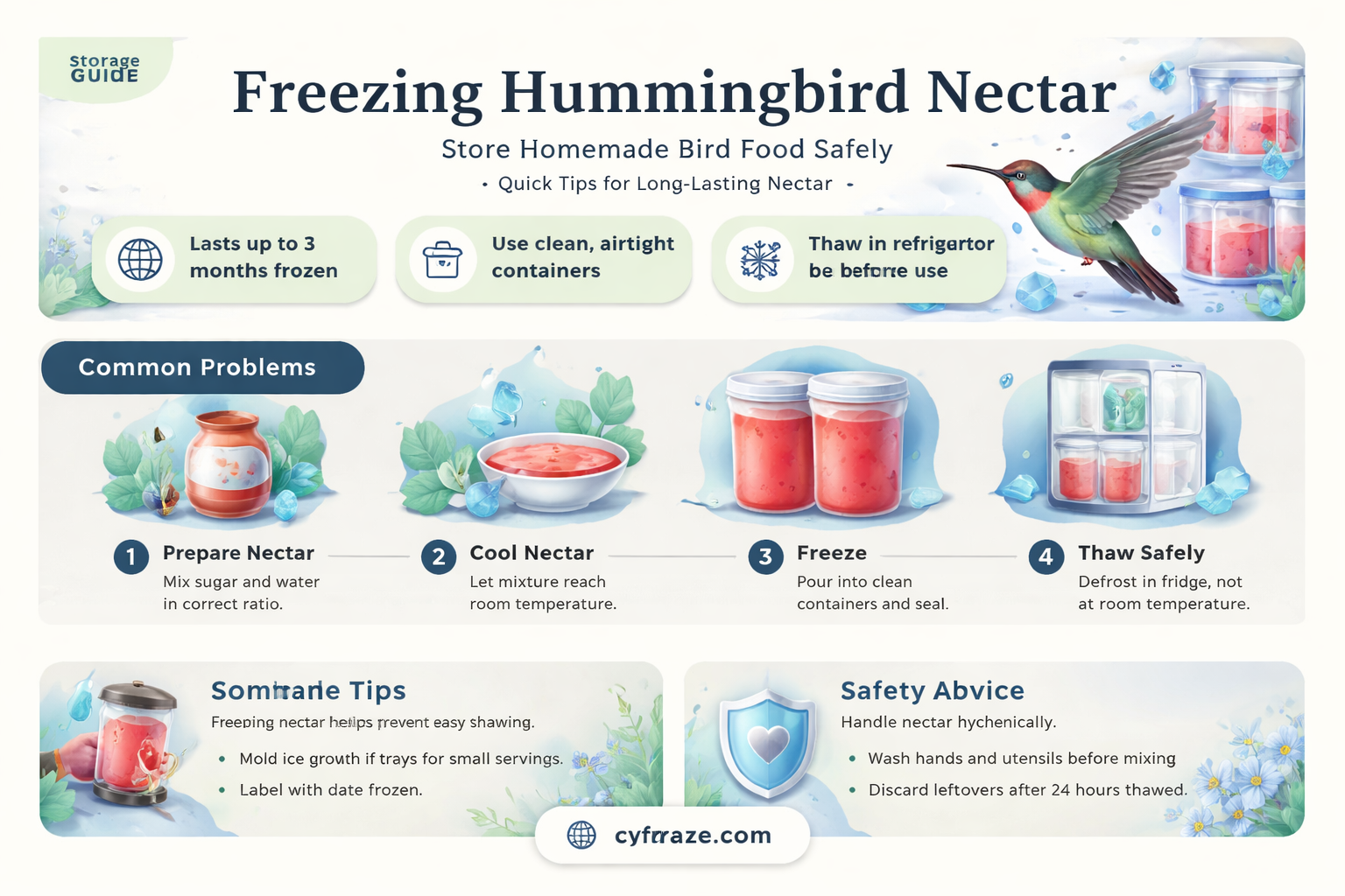can you freeze hummingbird nectar for future use