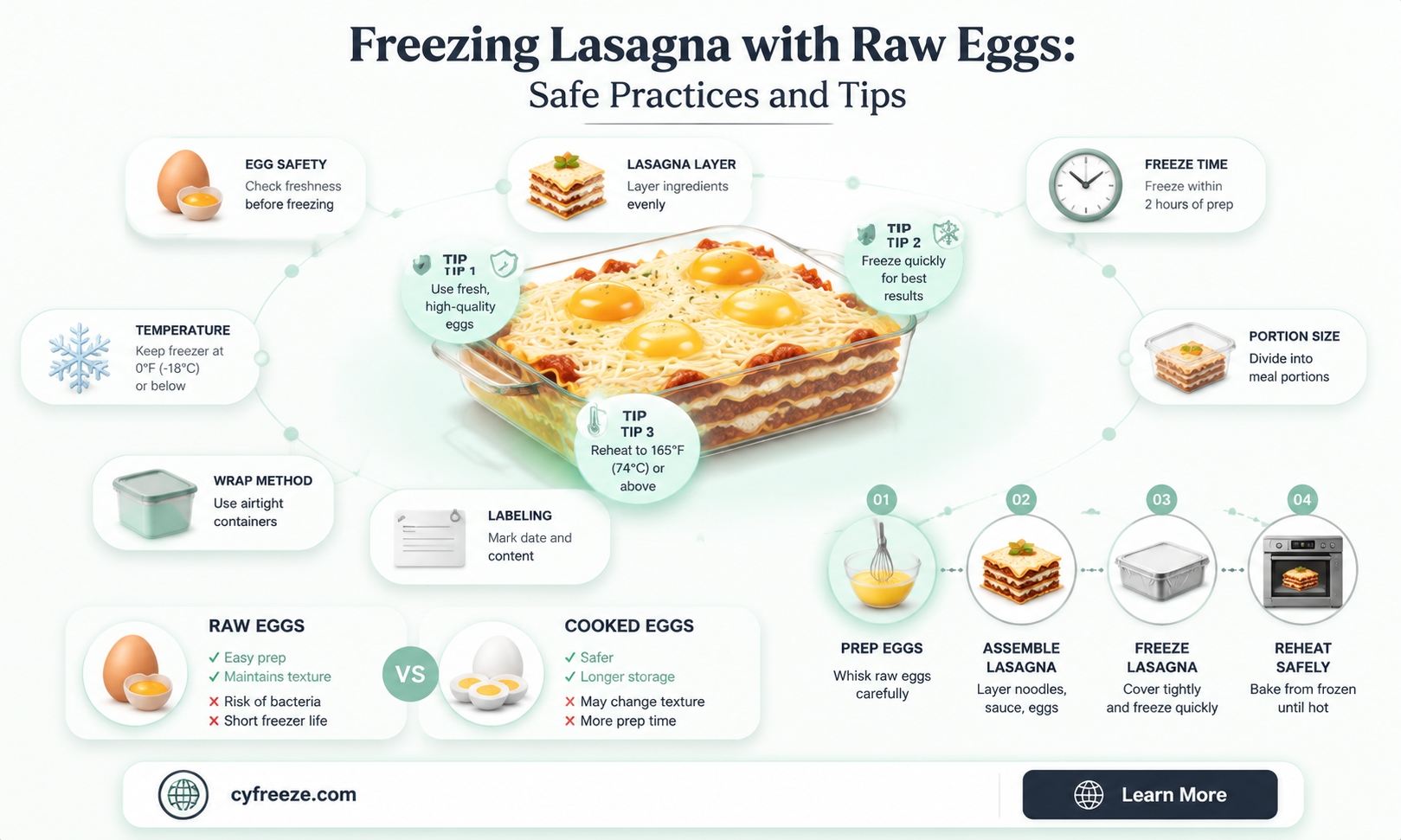 can you freeze lasagna with raw eggs