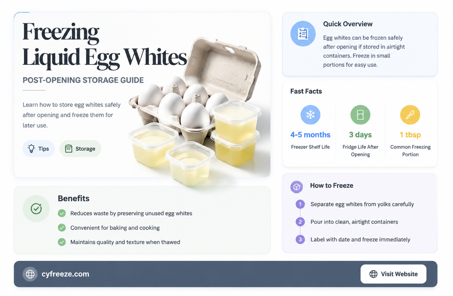 can you freeze liquid egg whites after opening