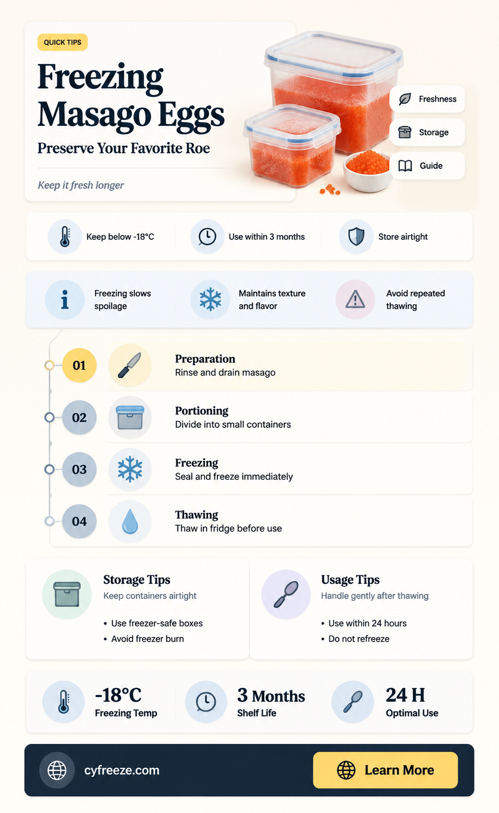 can you freeze masago eggs