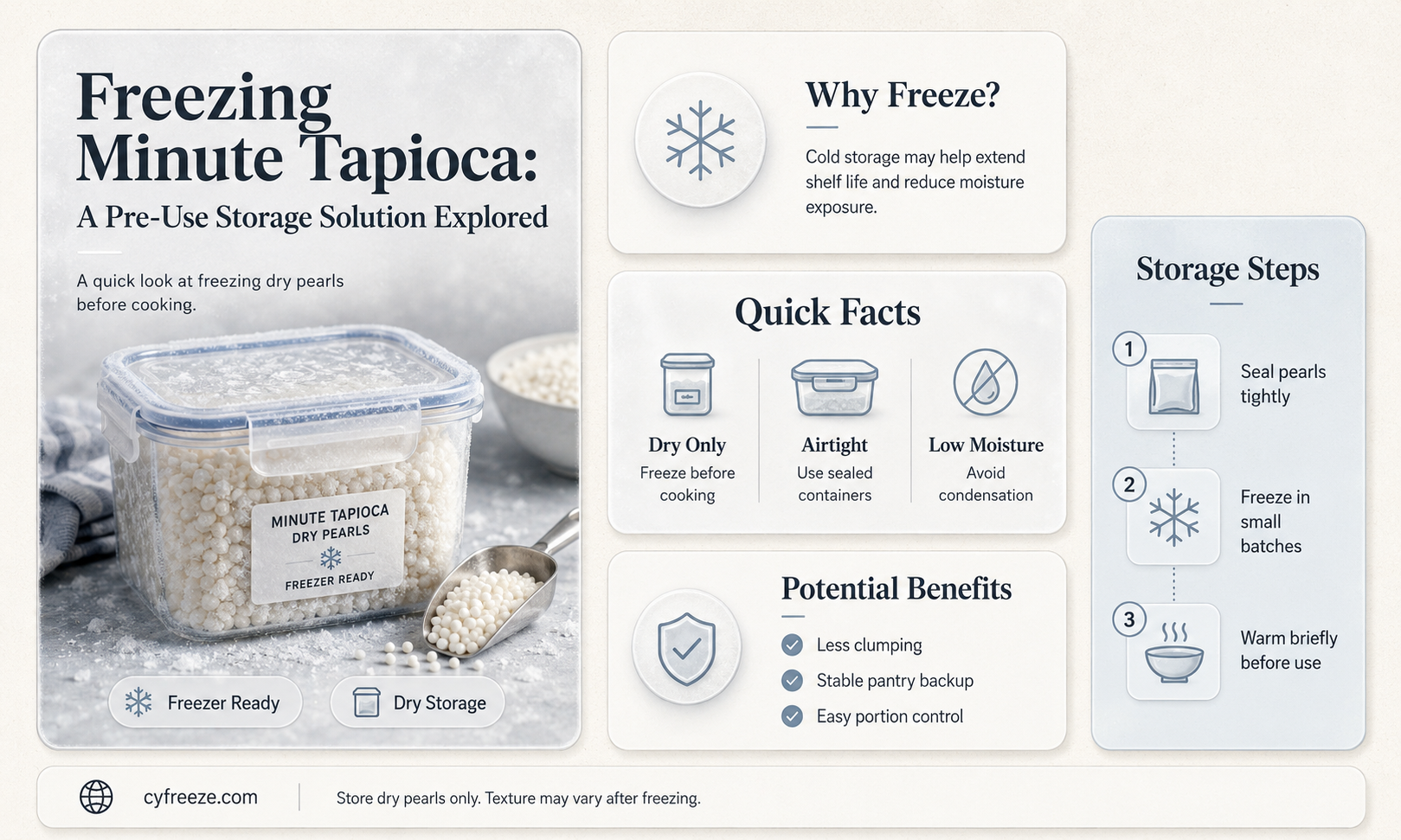 can you freeze minute tapioca before using it