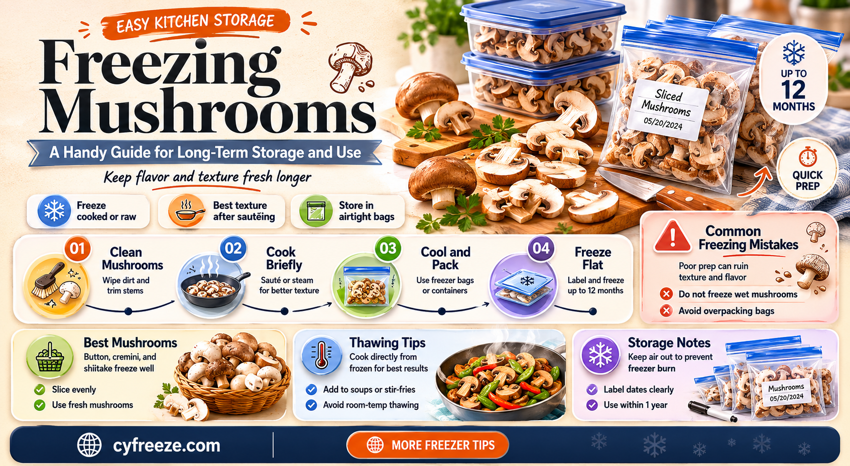 can you freeze mushrooms for later use