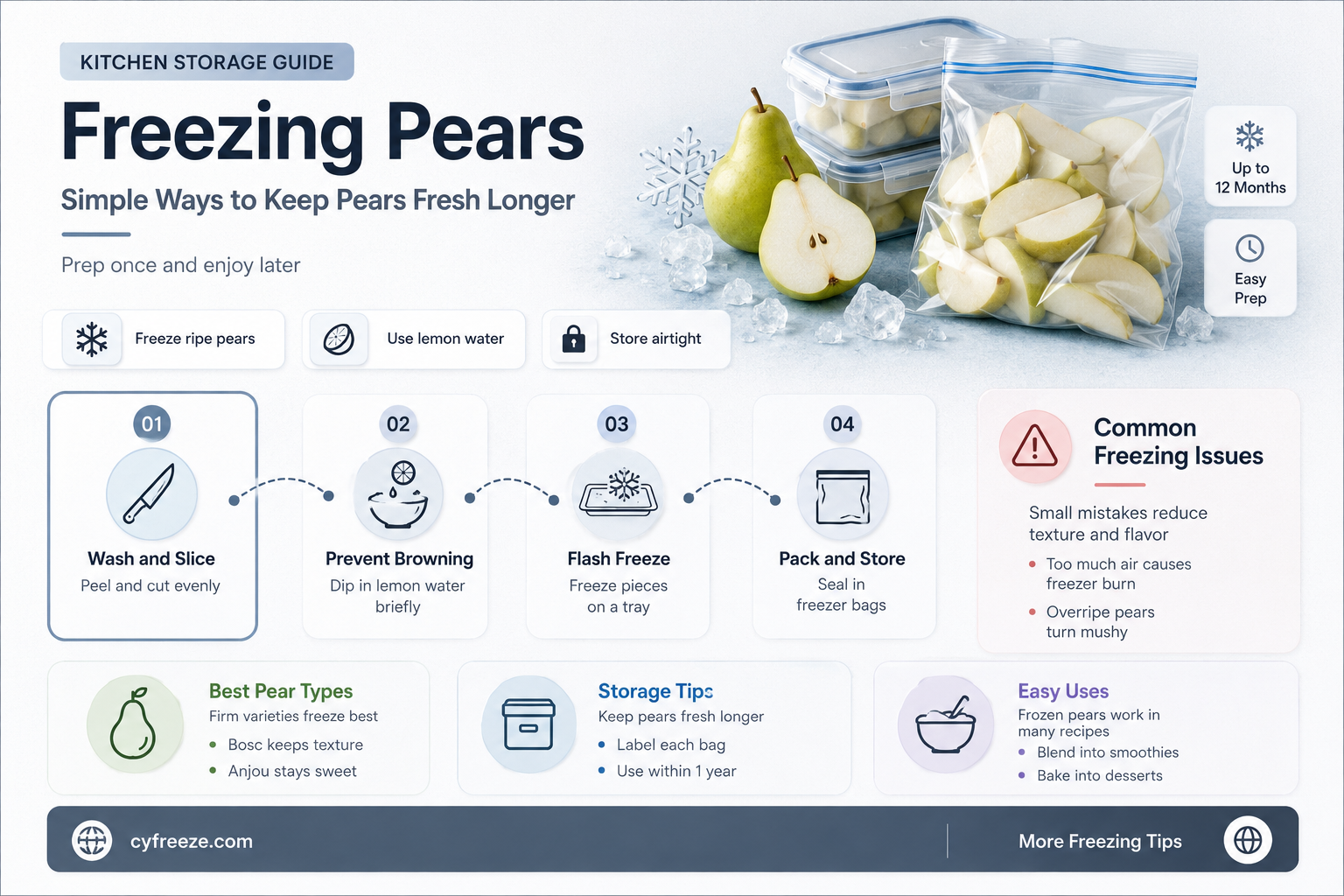 can you freeze pears for later use