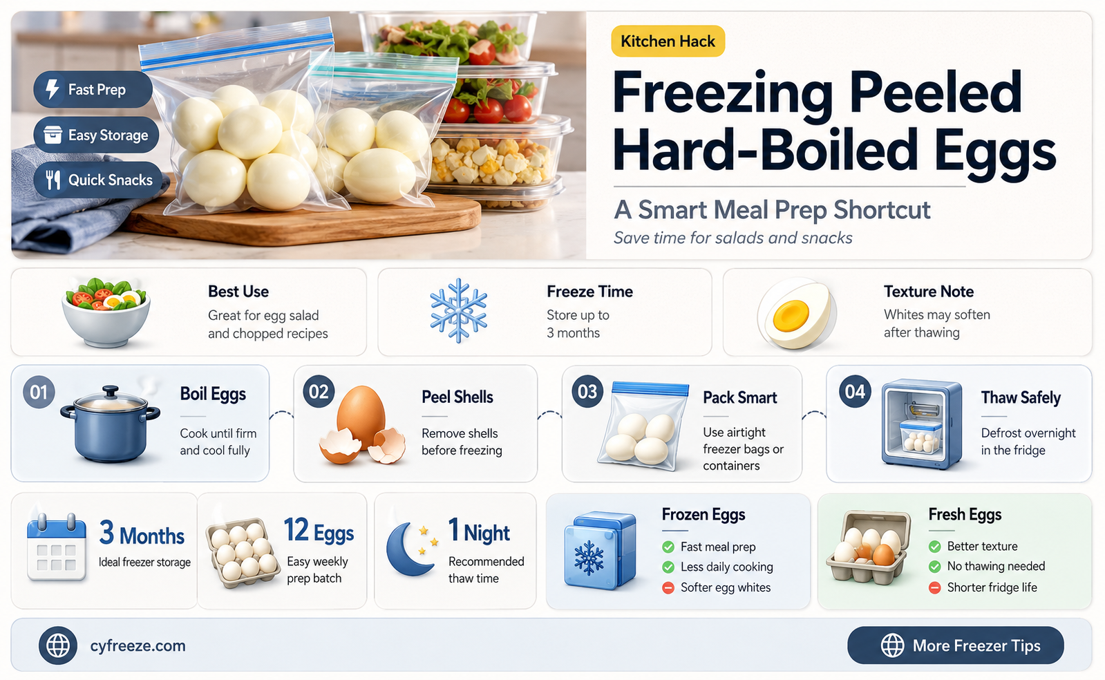 can you freeze peeled hard boiled eggs