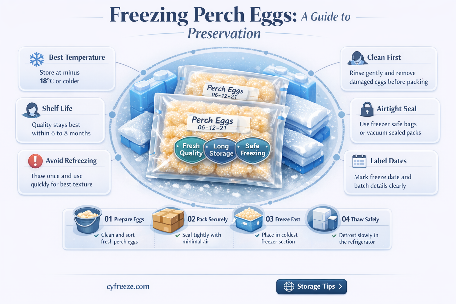 can you freeze perch eggs