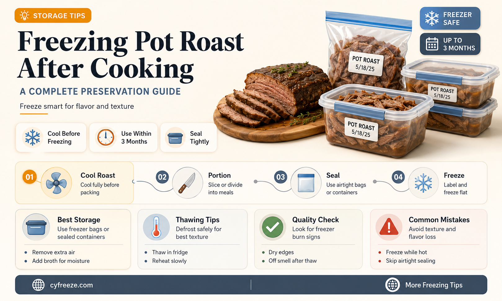 can you freeze pot roast after cooking