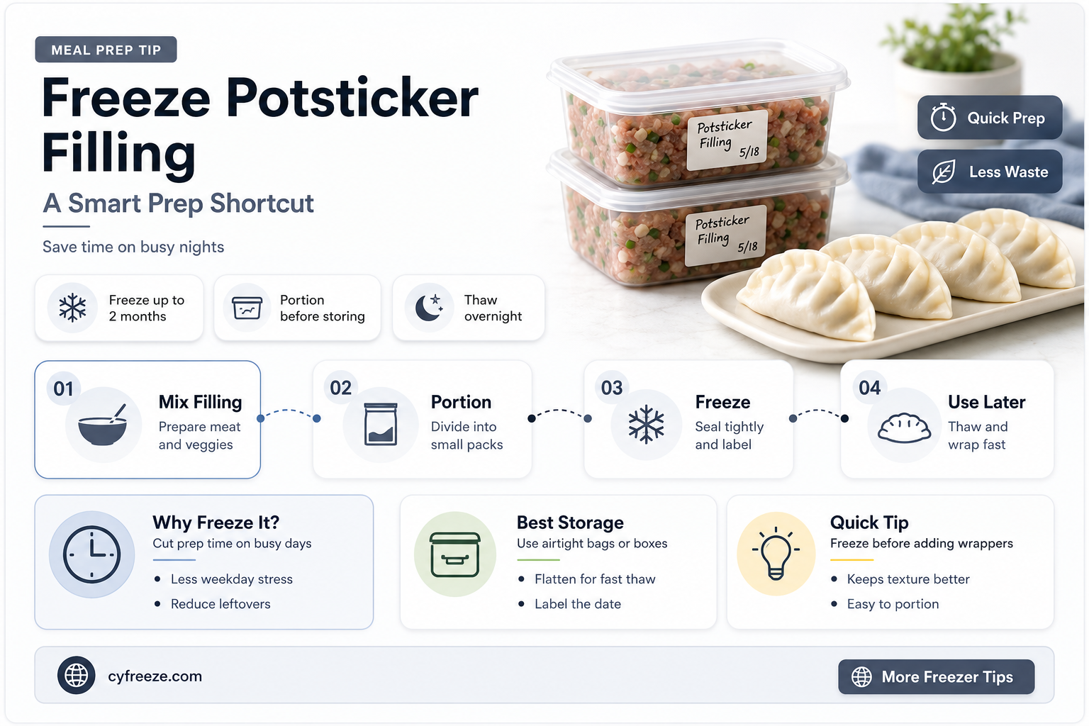 can you freeze potsticker filling for later use