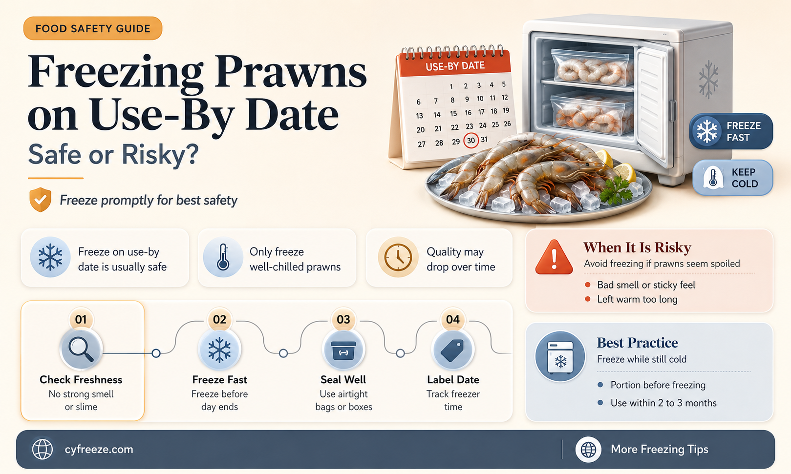 can you freeze prawns on the use by date