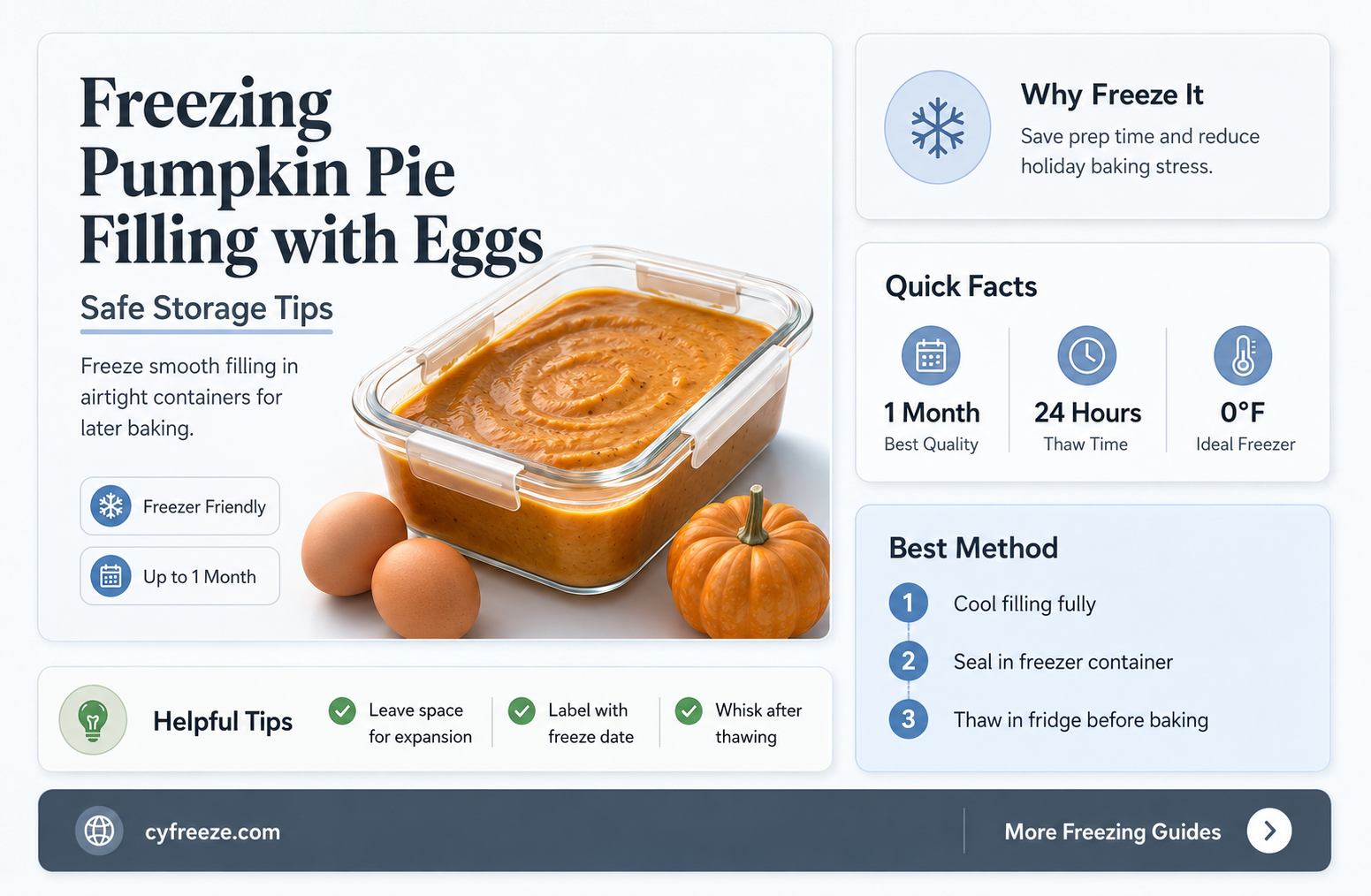 can you freeze pumpkin pie filling with eggs