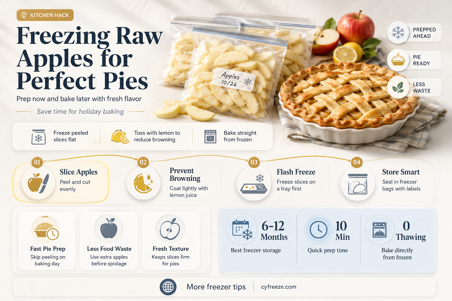 can you freeze raw apples and use for pies