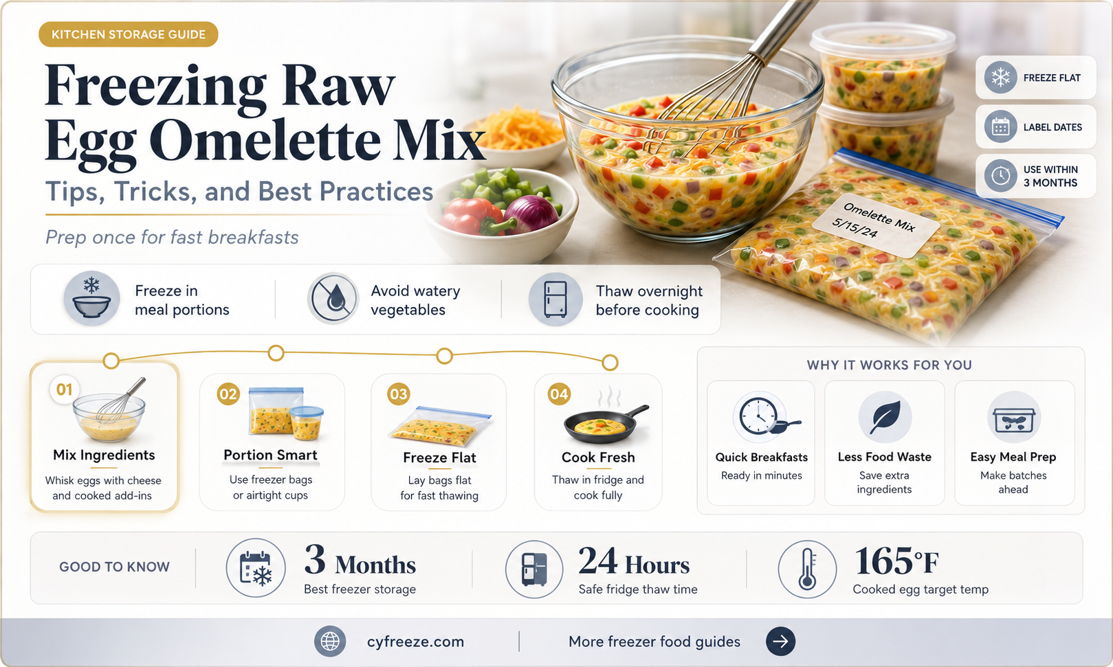 can you freeze raw egg omelette mix