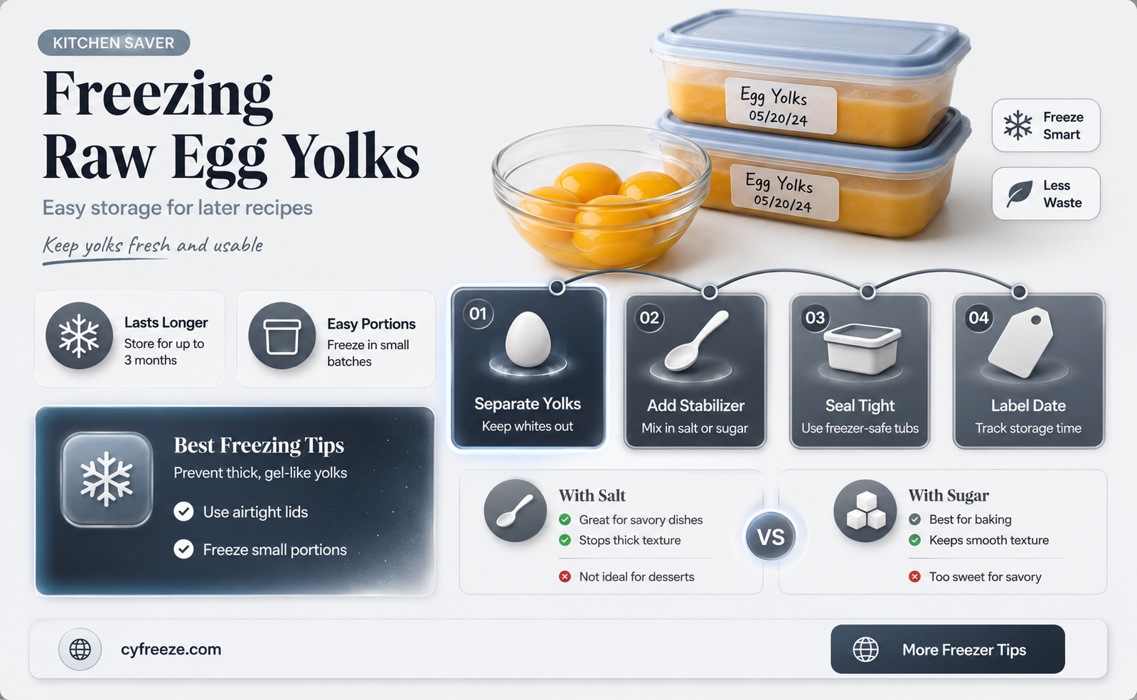 can you freeze raw egg yolks for later use
