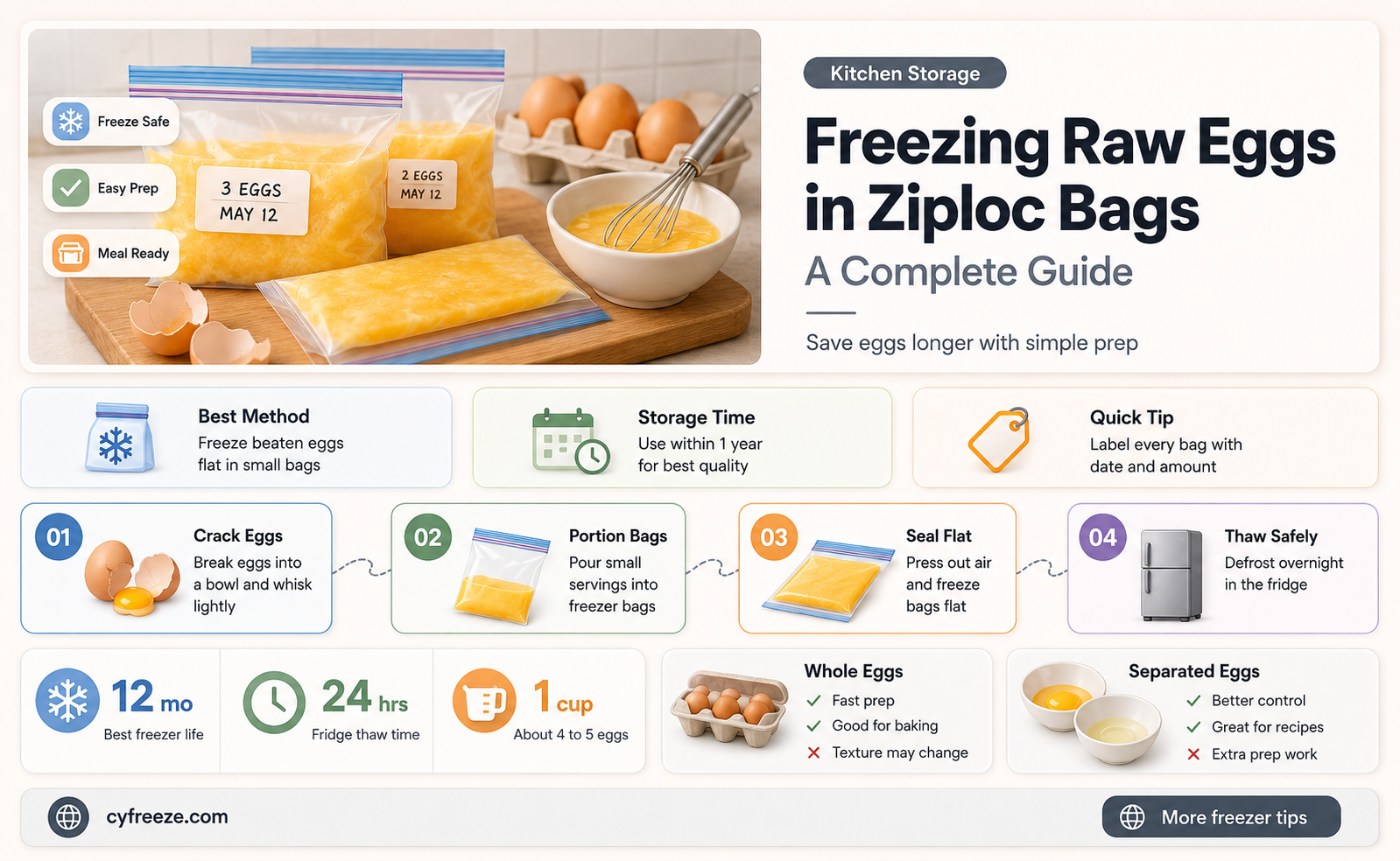 can you freeze raw eggs in ziploc bags
