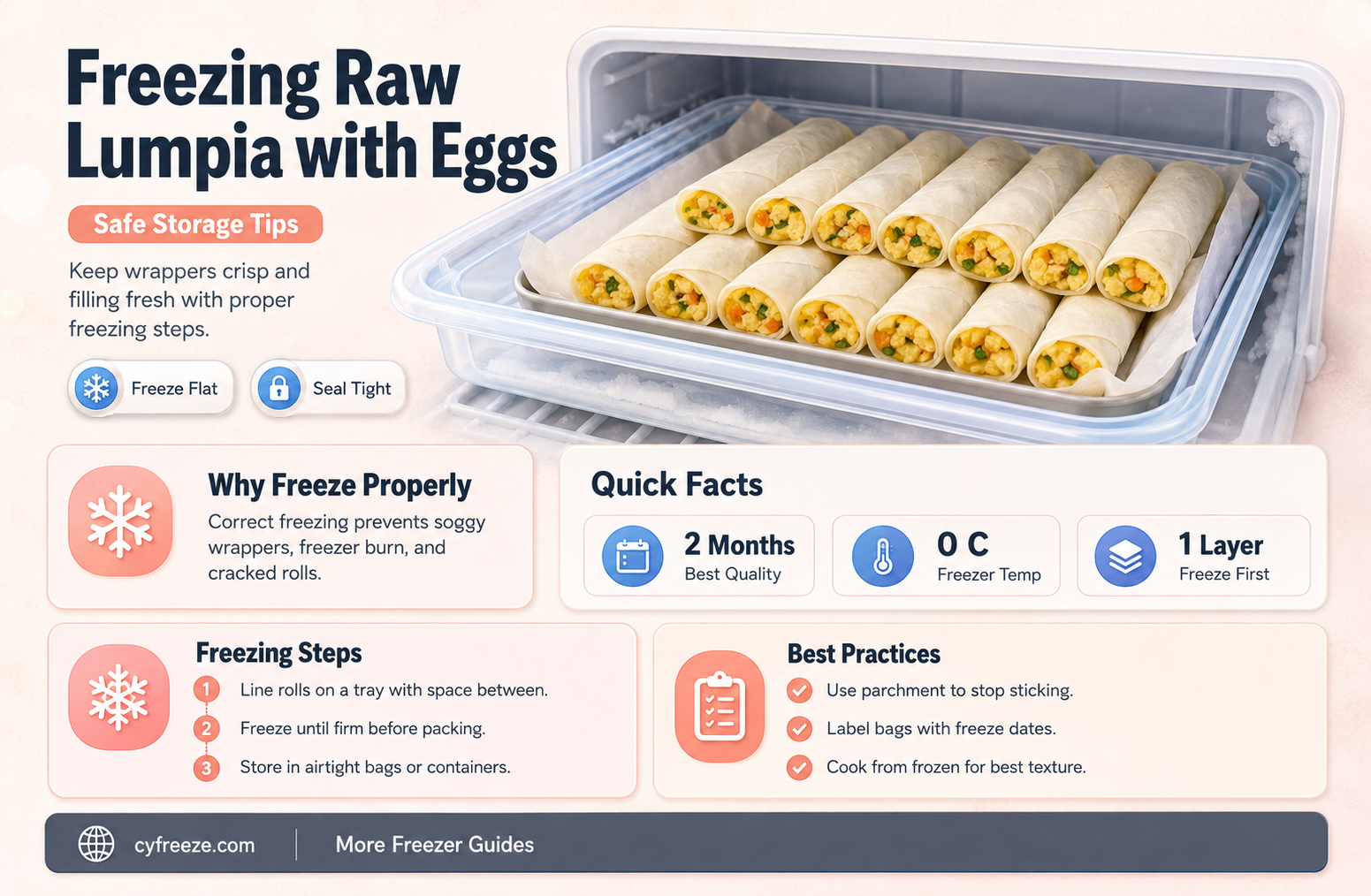 can you freeze raw lumpia witj eggs in it