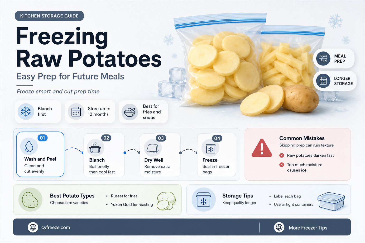 can you freeze raw potatoes for later use