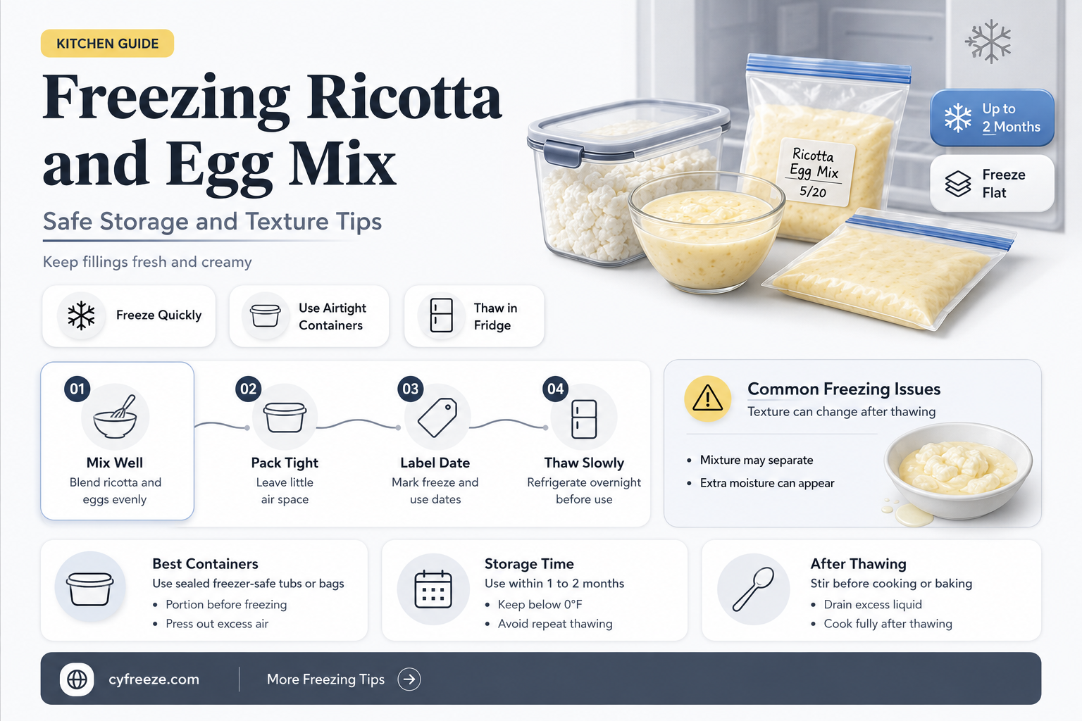can you freeze ricotta cheese and egg mixture