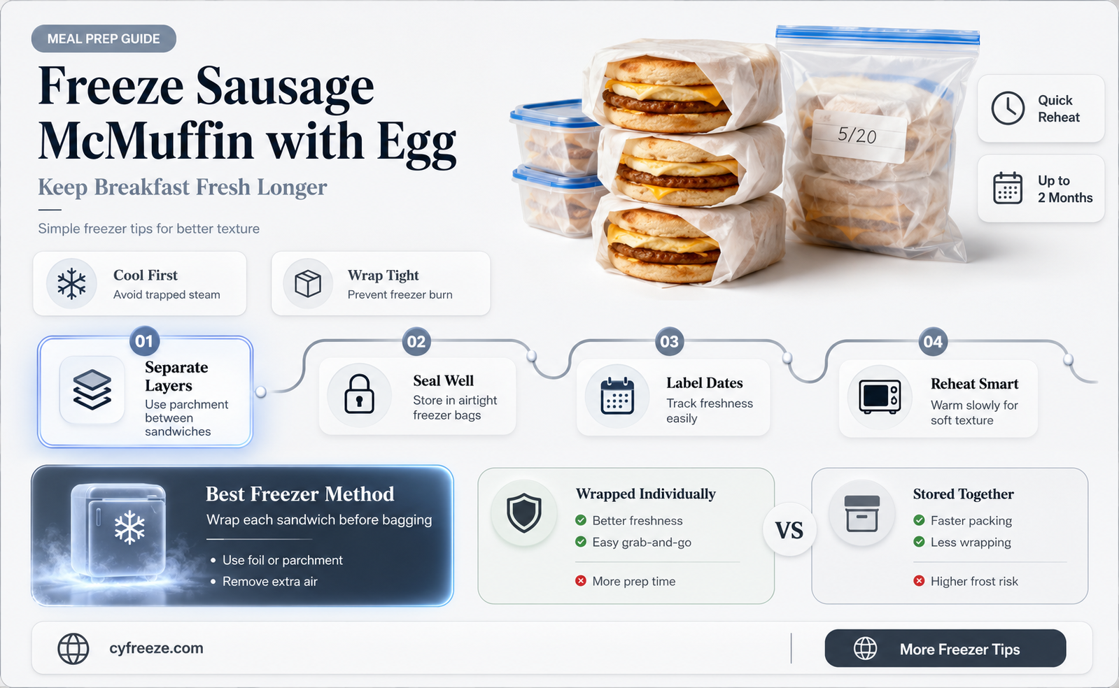 can you freeze sausage mcmufinn with egg