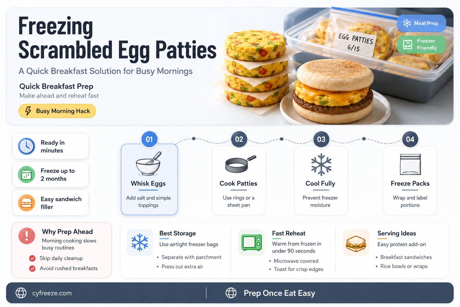 can you freeze scrambled egg patties