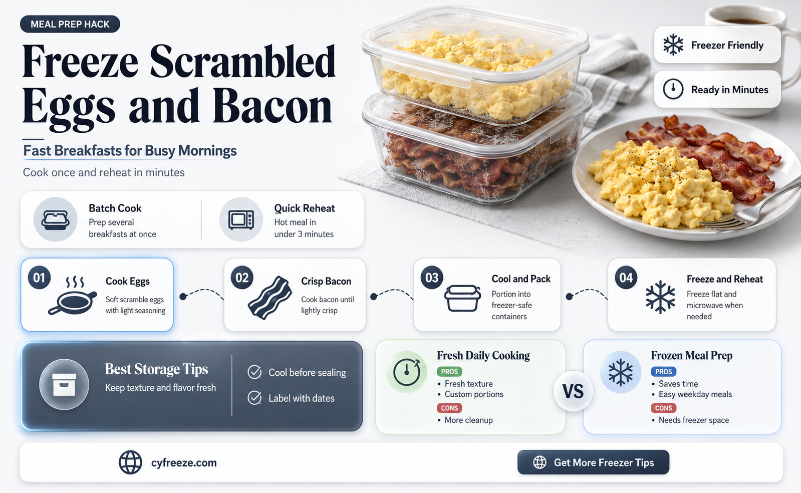 can you freeze scrambled eggs and bacon