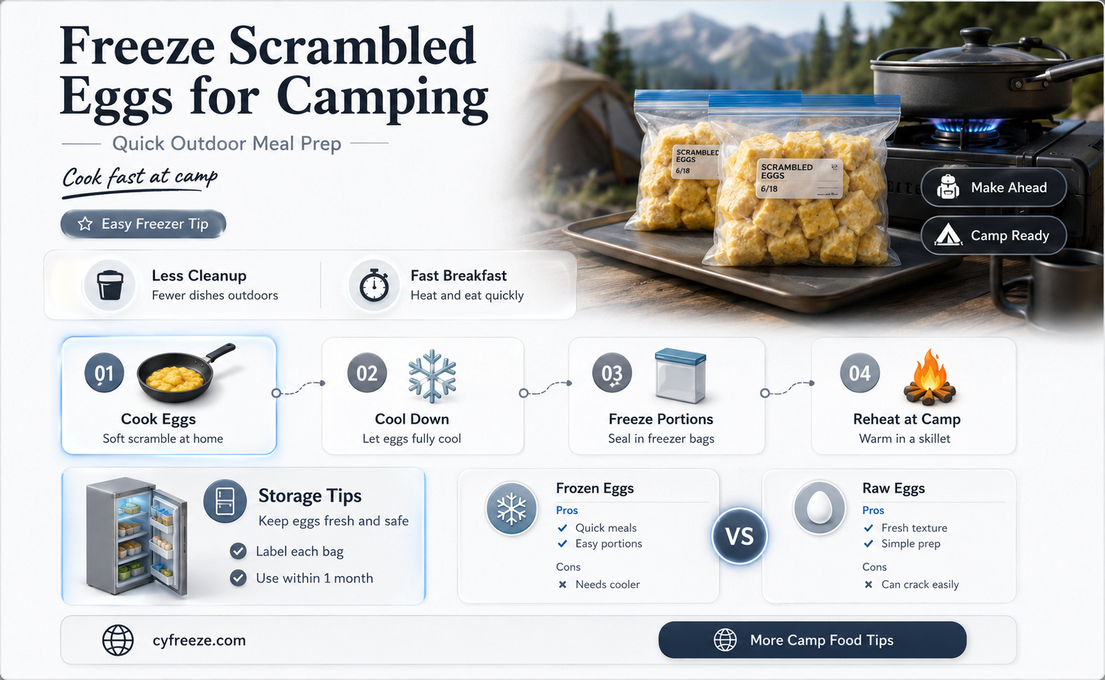 can you freeze scrambled eggs for camping