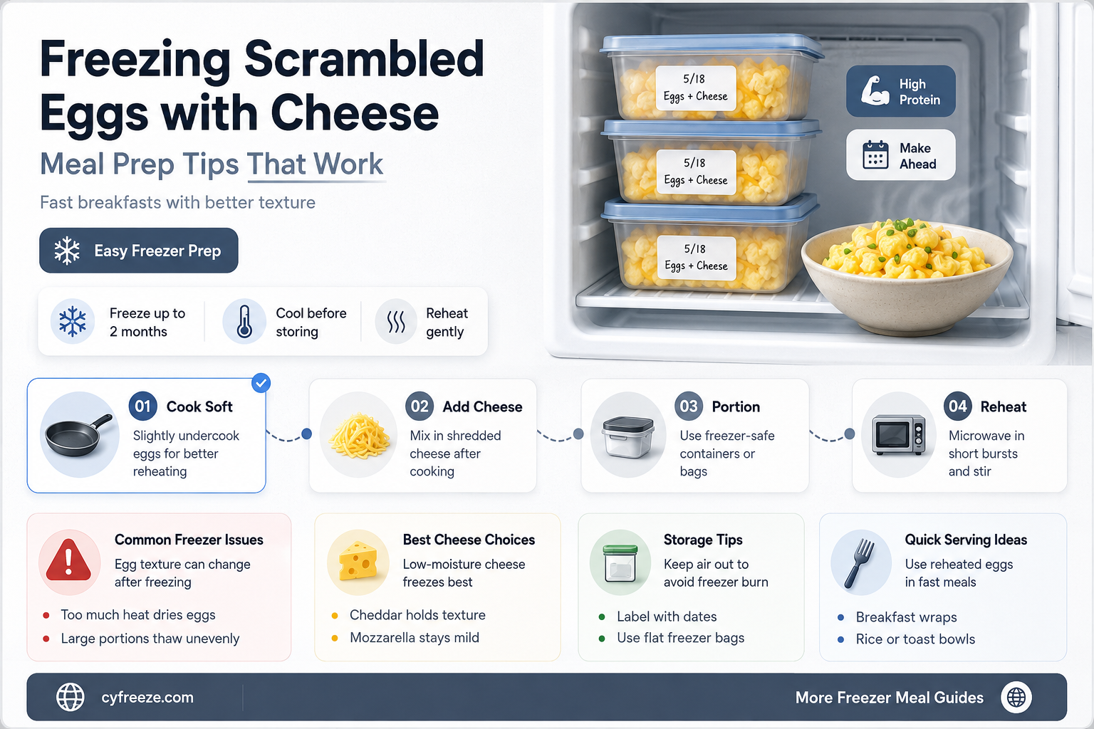 can you freeze scrambled eggs with cheese