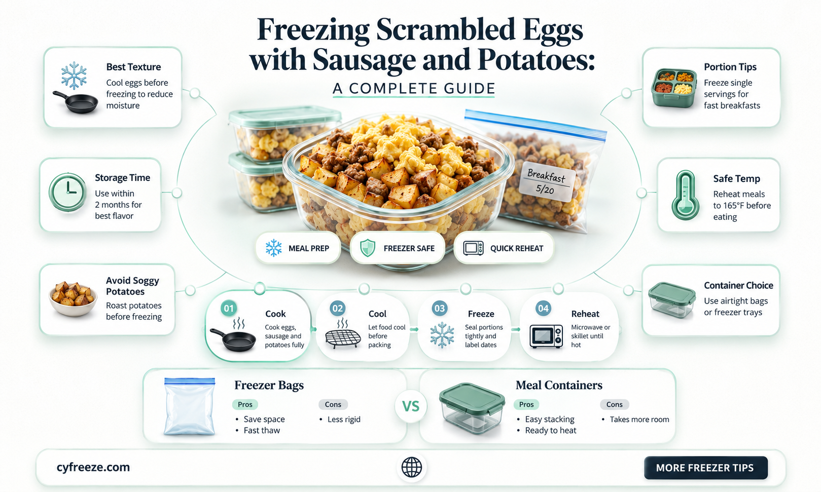 can you freeze scrambled eggs with sausage and potatoes