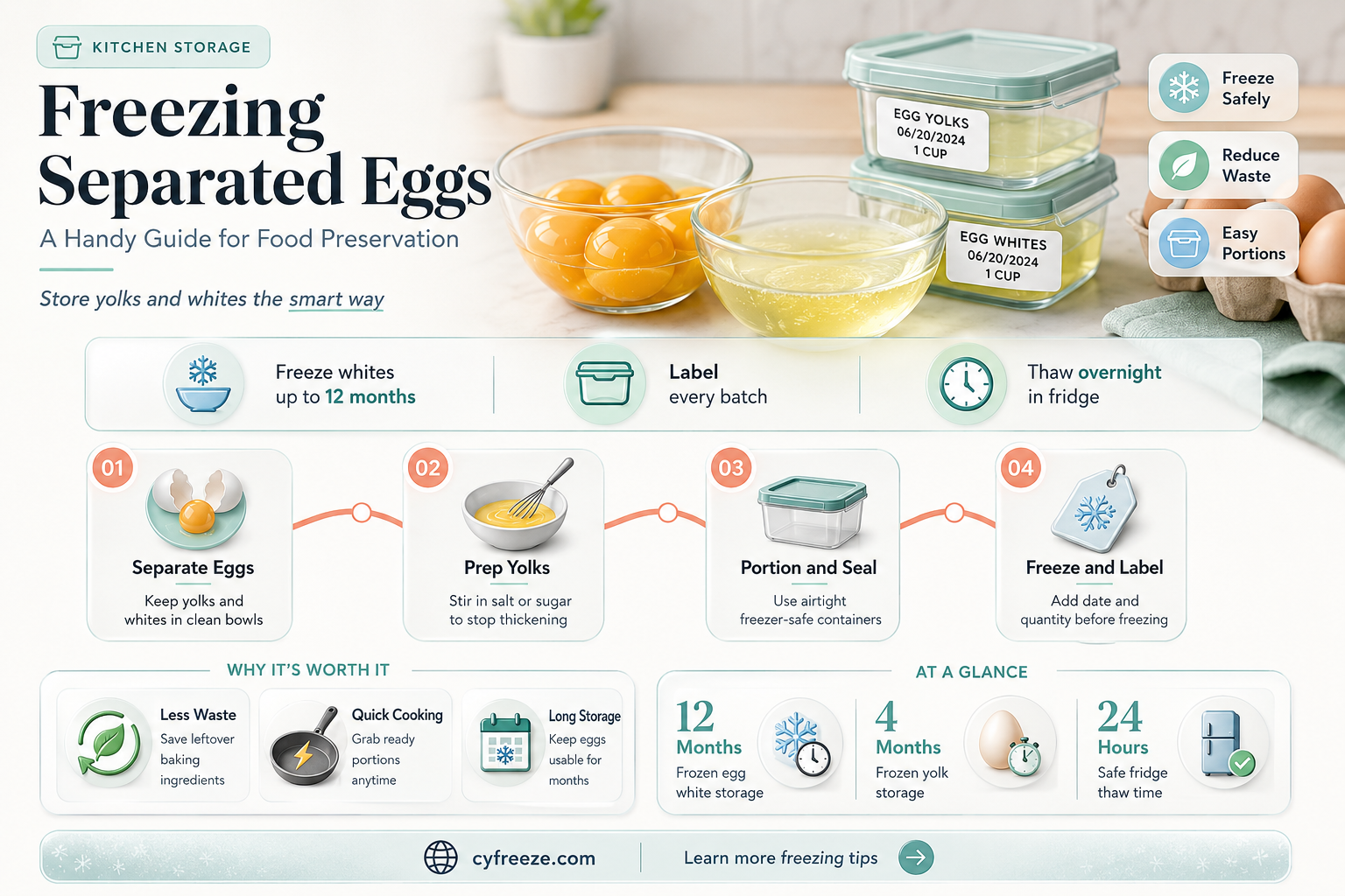 can you freeze separated eggs