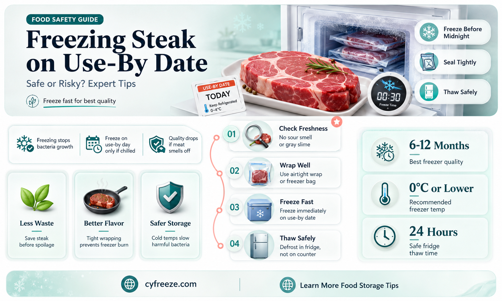 can you freeze steak on use by date
