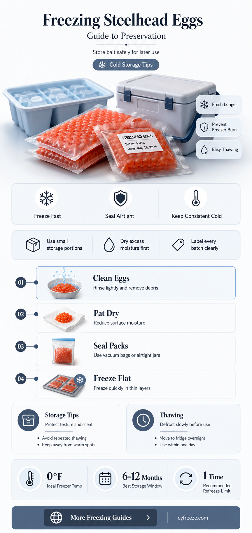 can you freeze steelhead eggs
