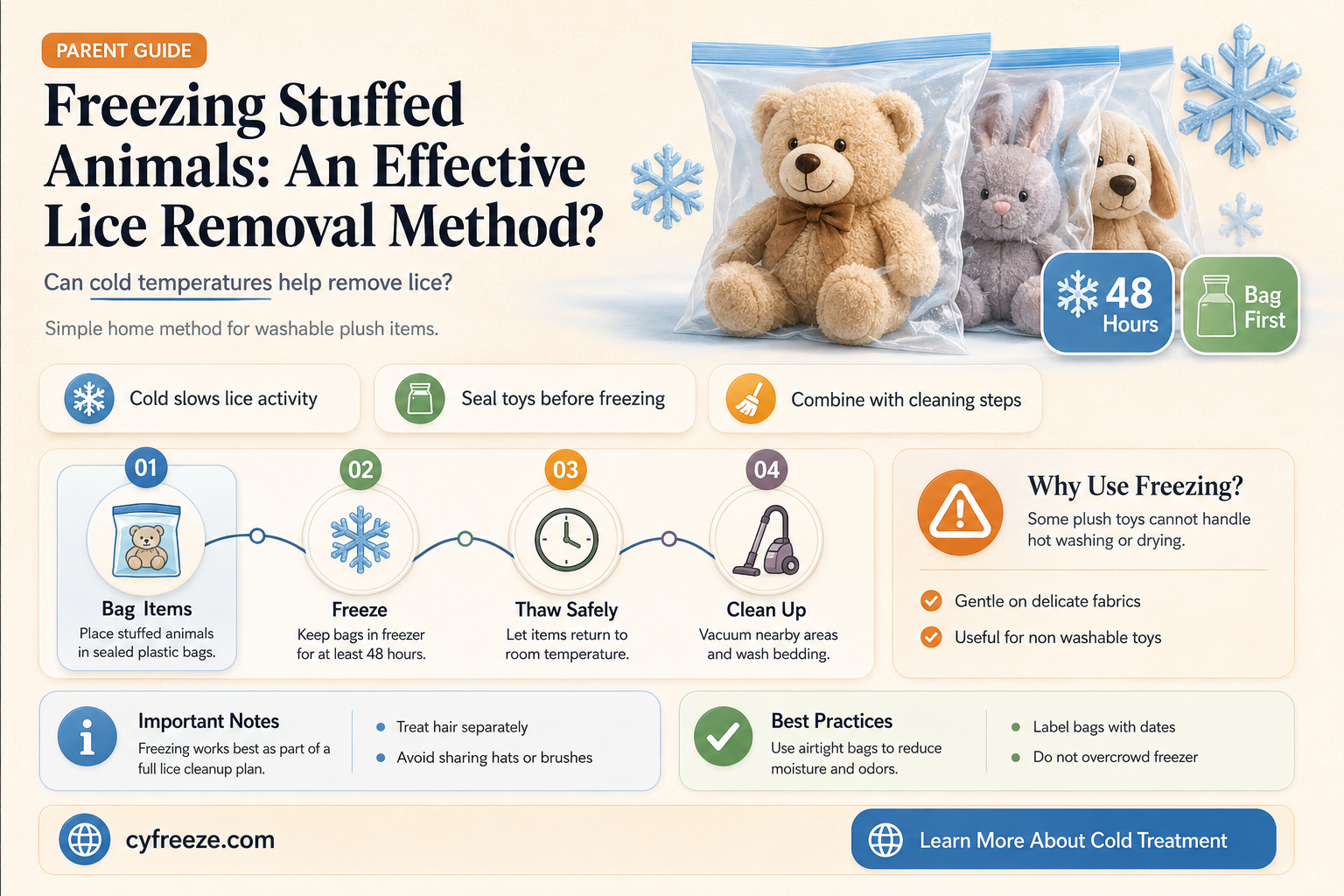 can you freeze stuffed animals to get rid of lice