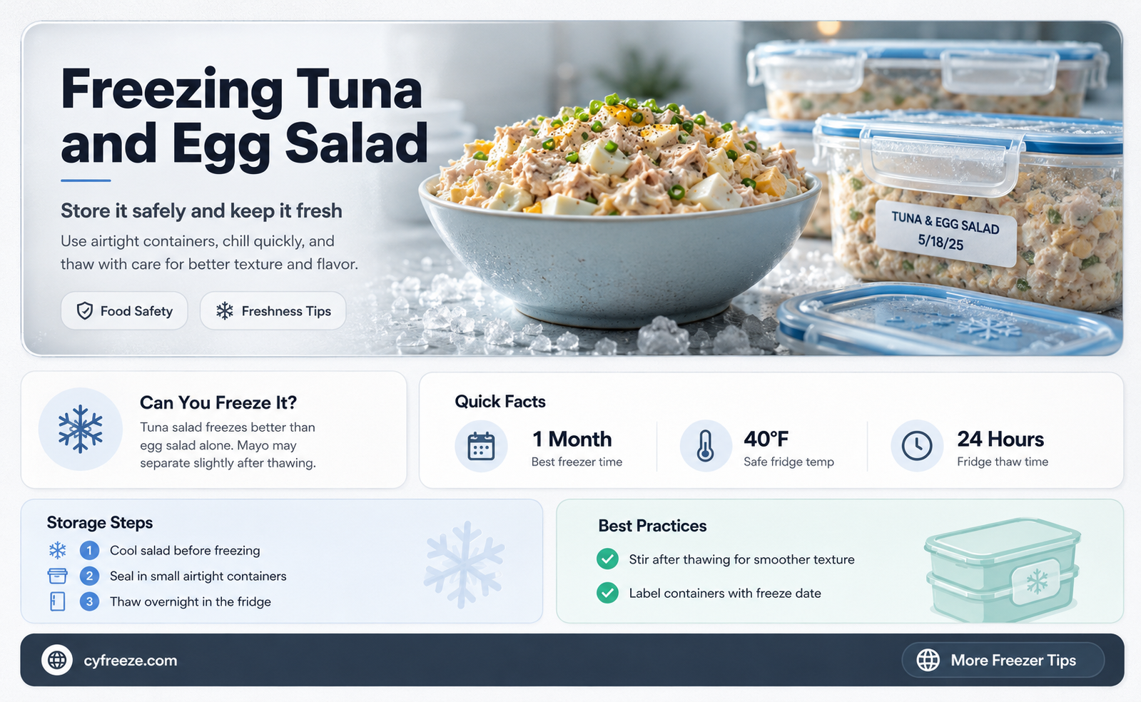 can you freeze tuna and egg salad