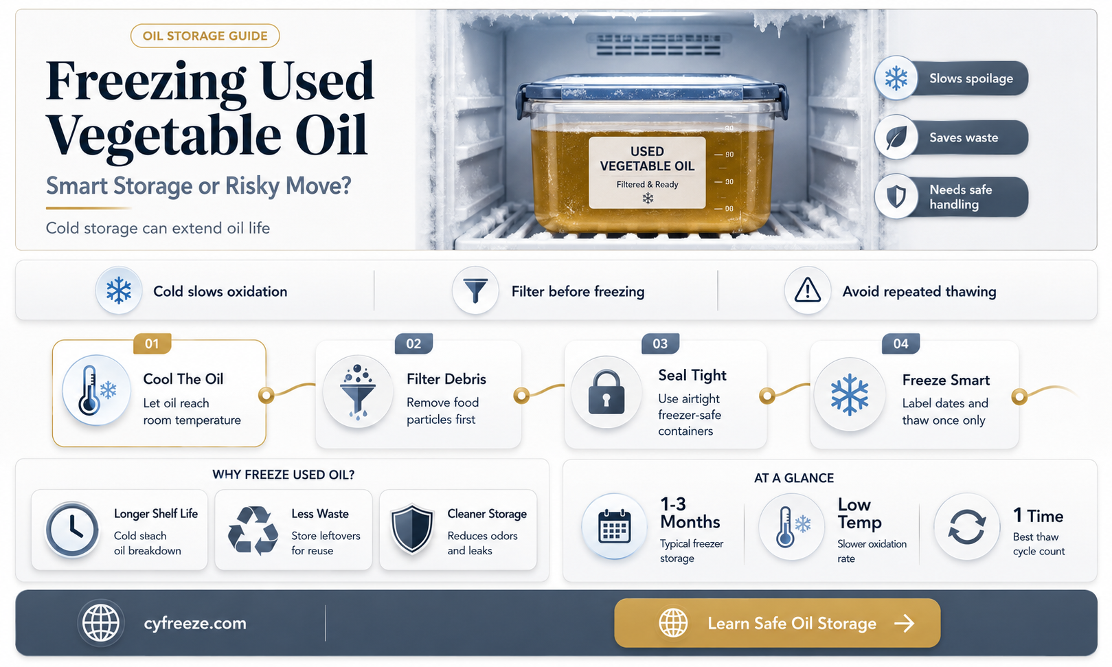 can you freeze used vegetable oil