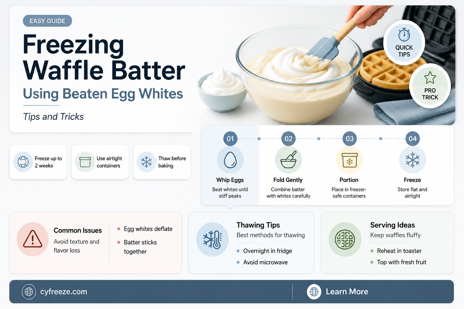 can you freeze waffle batter made with beaten egg whites