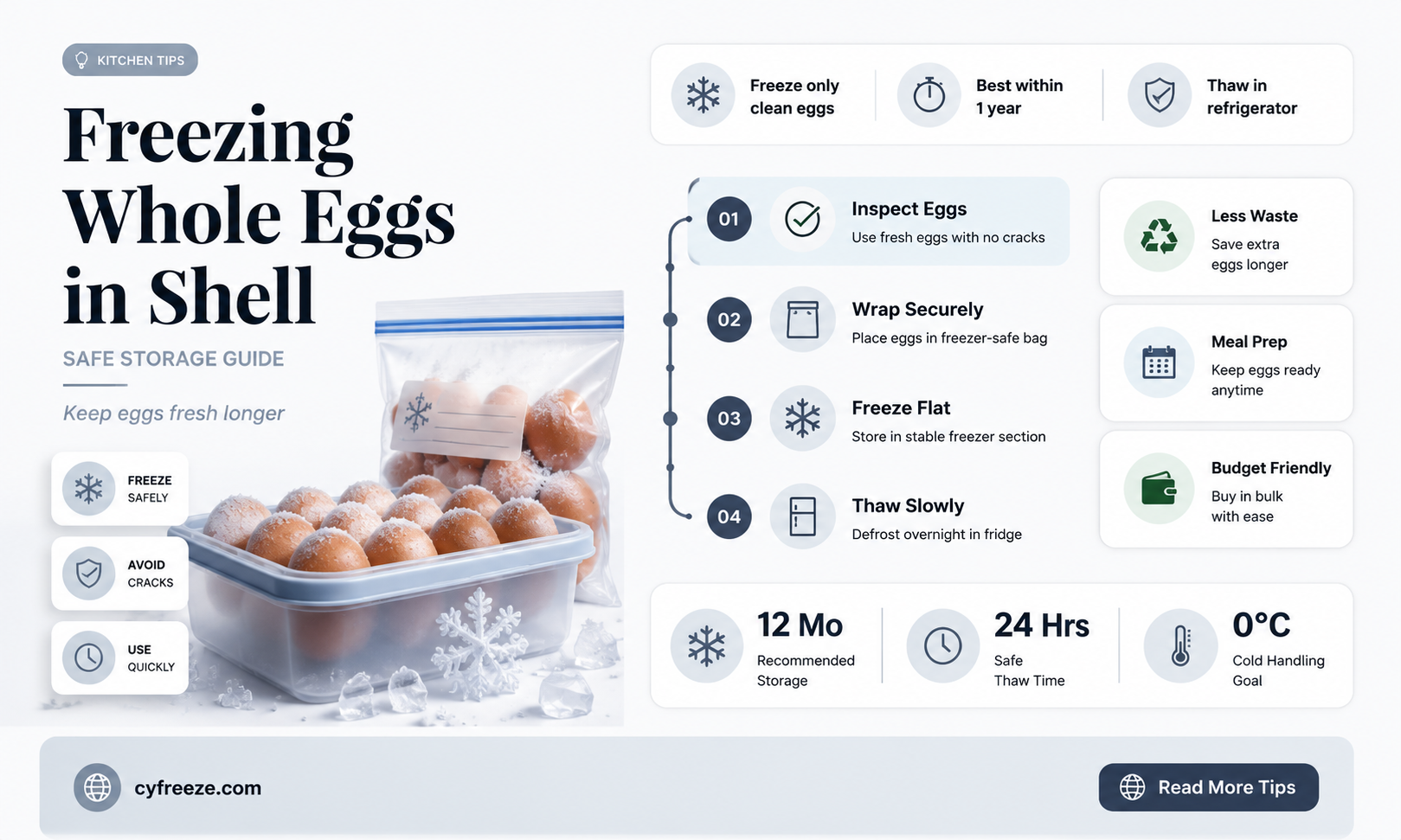 can you freeze whole eggs in shell