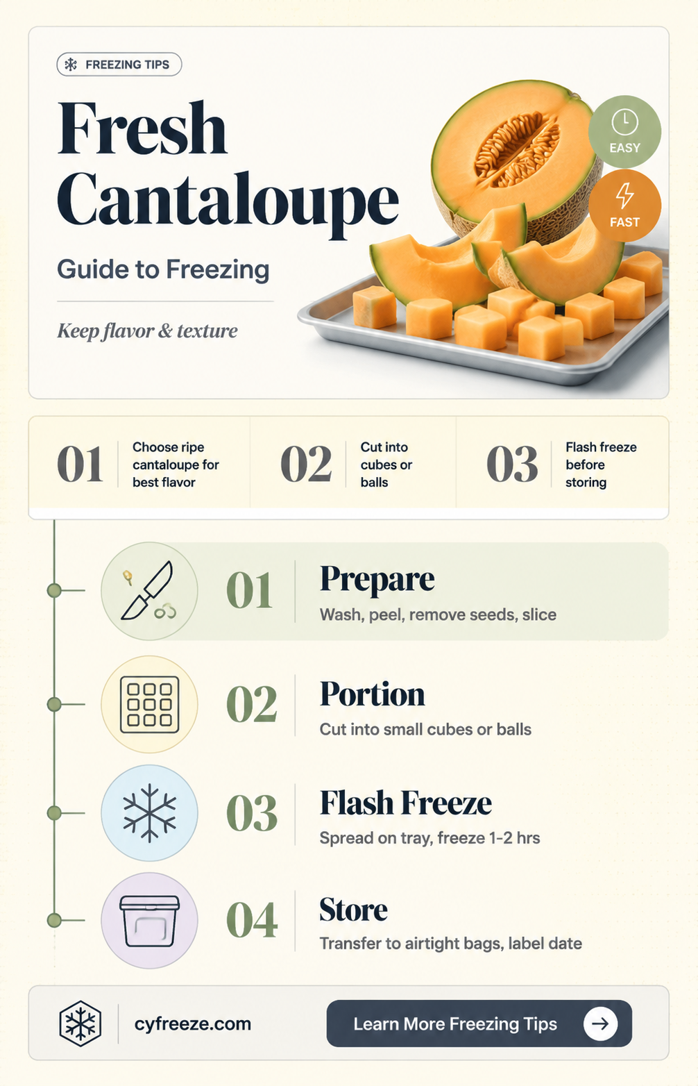 can you freeze fresh cantaloupe