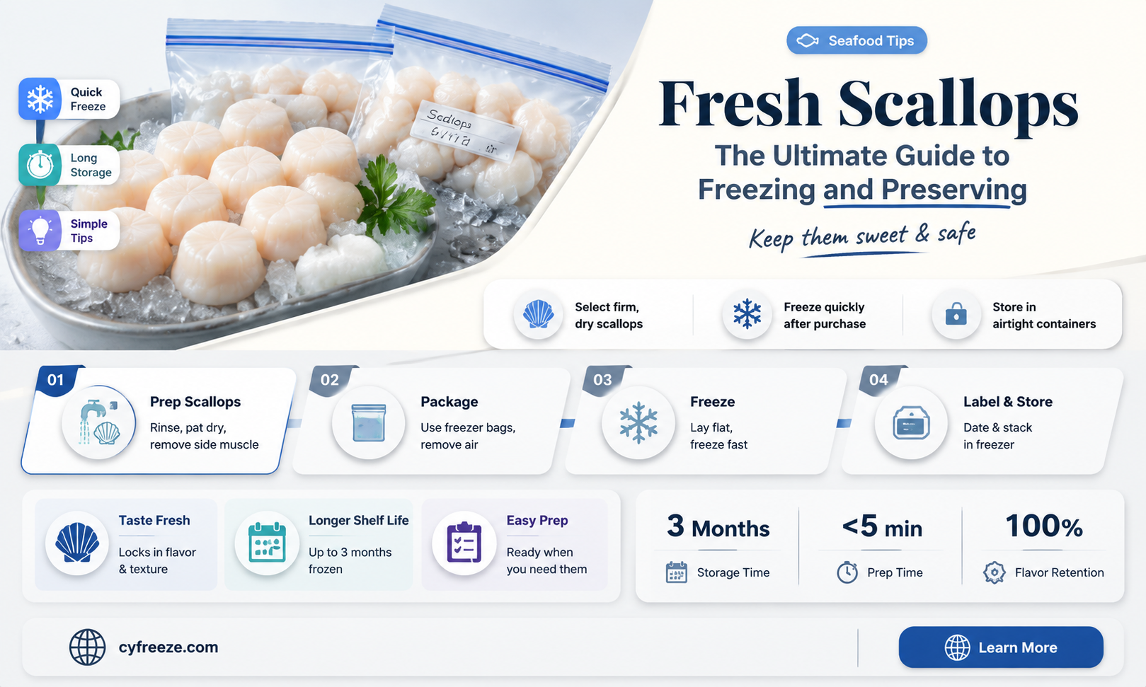can you freeze fresh scallops
