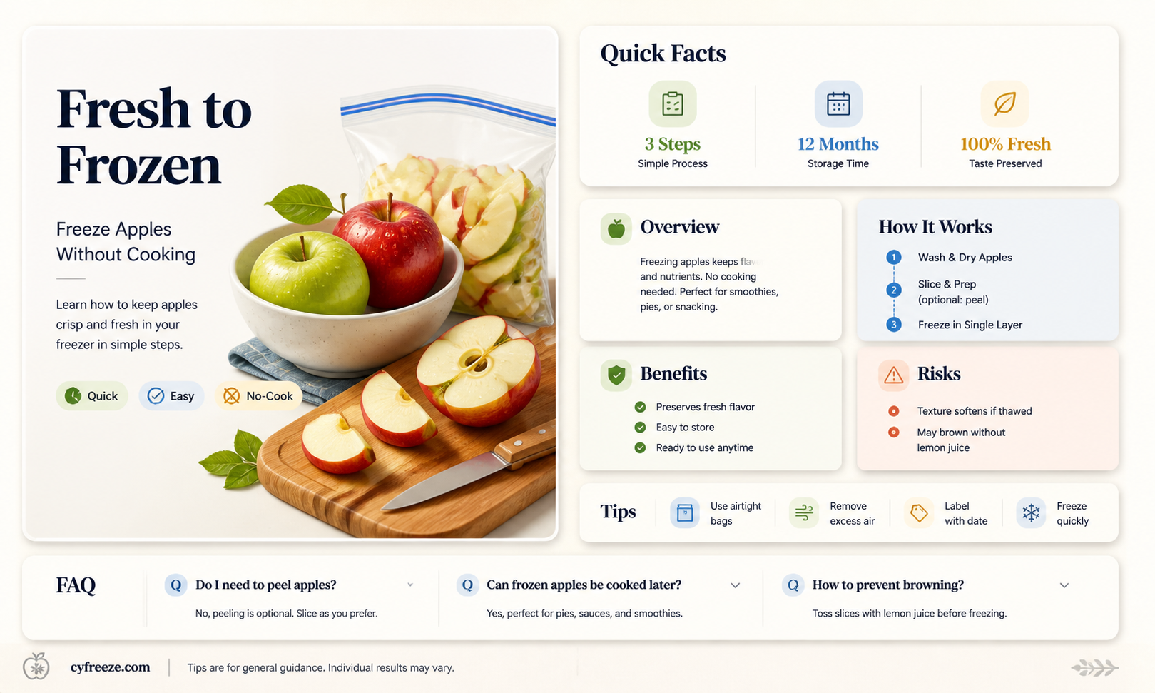can you freeze apples without cooking them