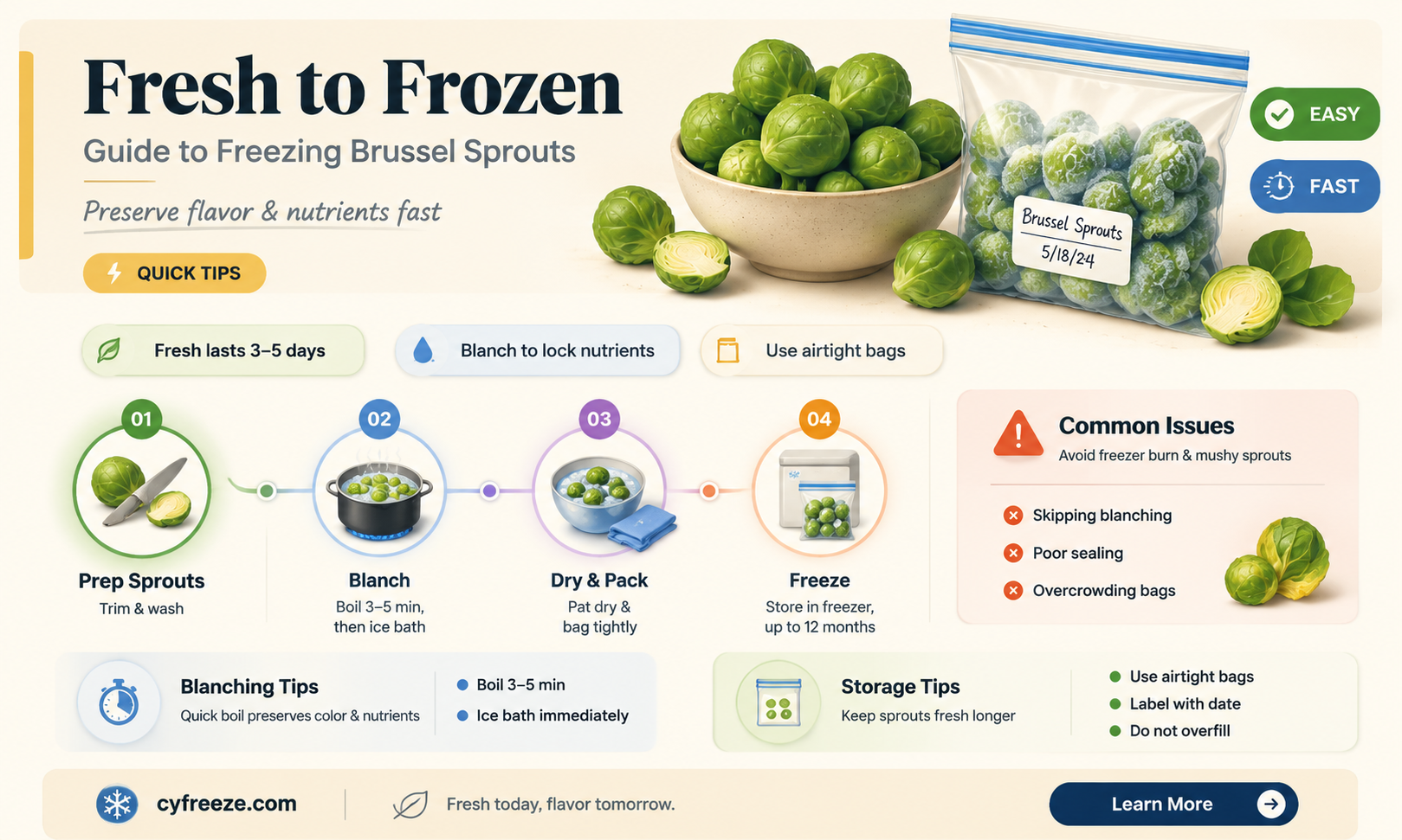 can you freeze fresh brussel sprouts