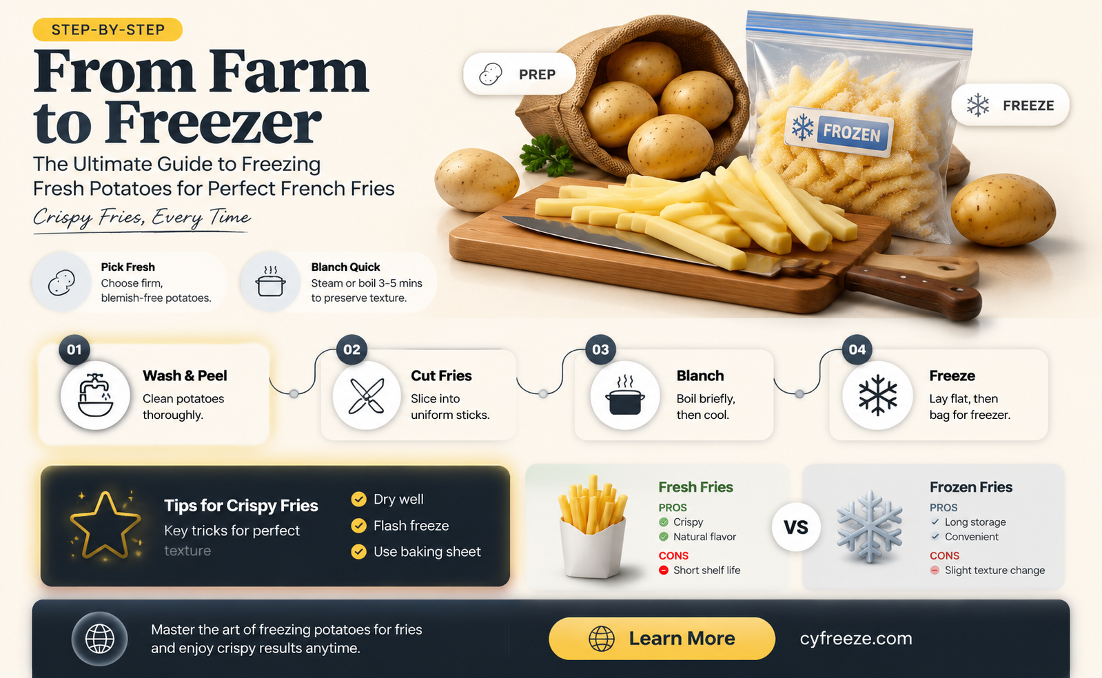 can you freeze fresh potatoes for french fries