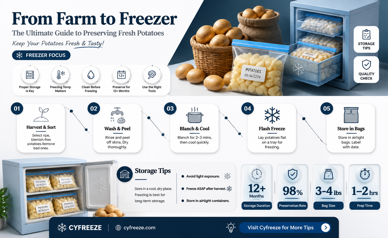 can u freeze fresh potatoes