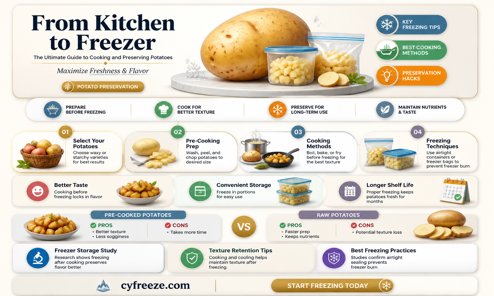 can you cook and freeze potatoes
