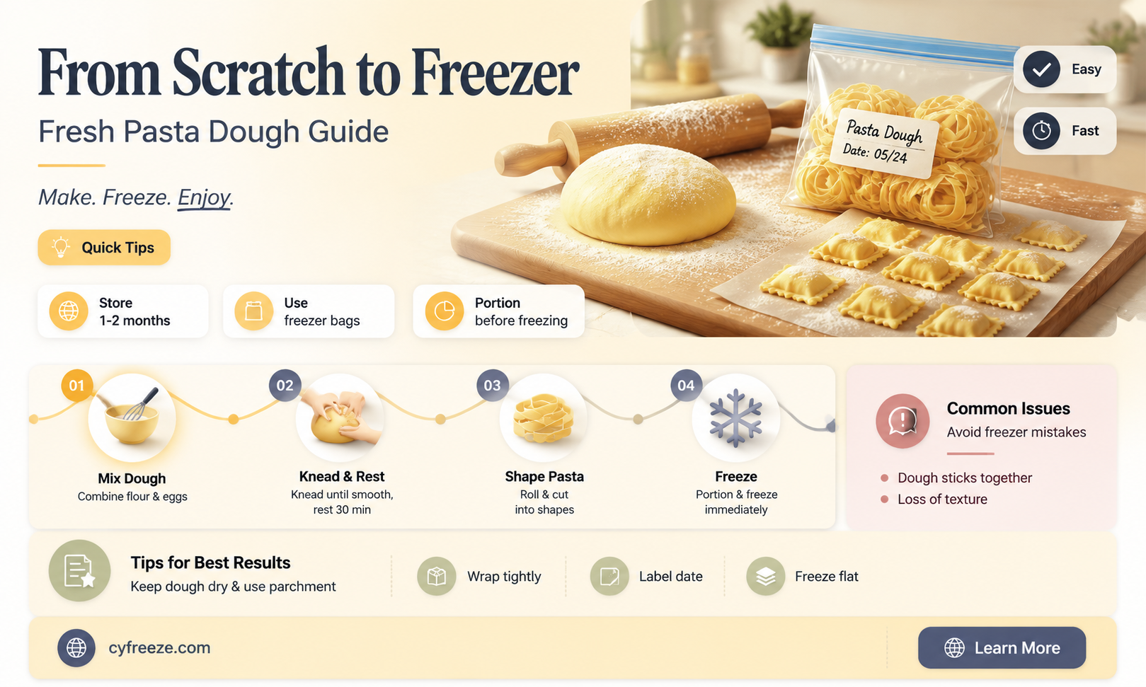can you freeze fresh pasta dough
