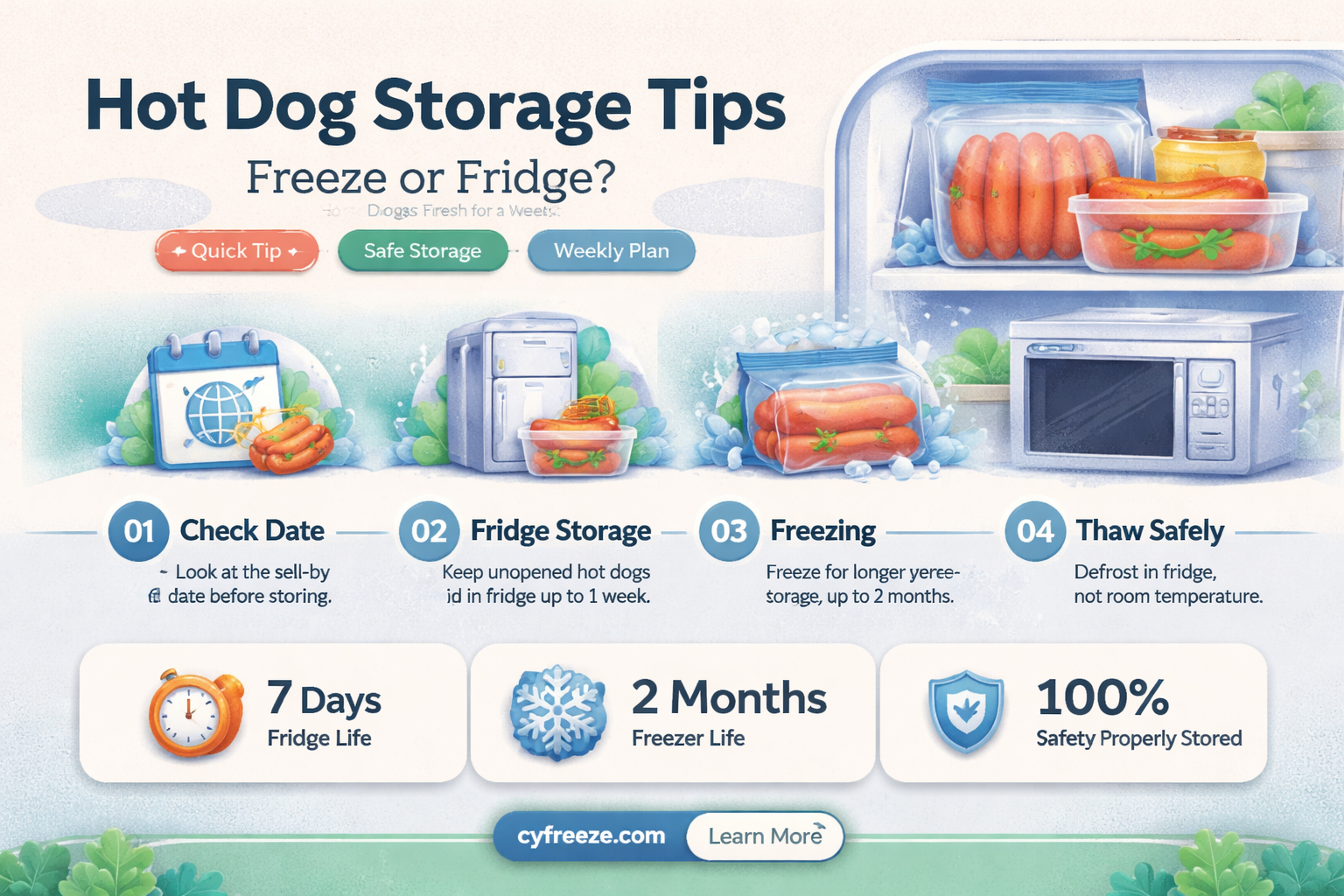 can you freeze hotdogs in the fridge for a week