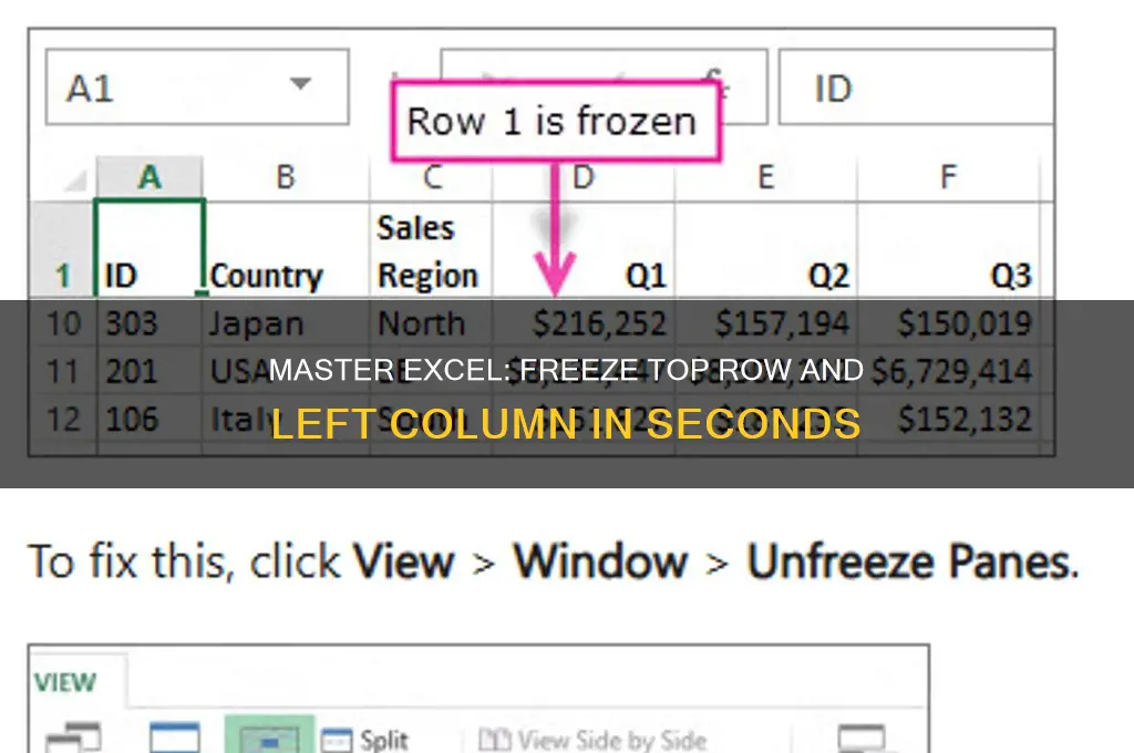 how do i get excel to freeze top and left